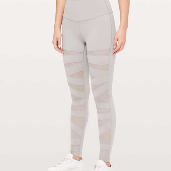 LULULEMON Tech Mesh Tight High Rise Leggings Gray Size 2 - Picture 1 of 6